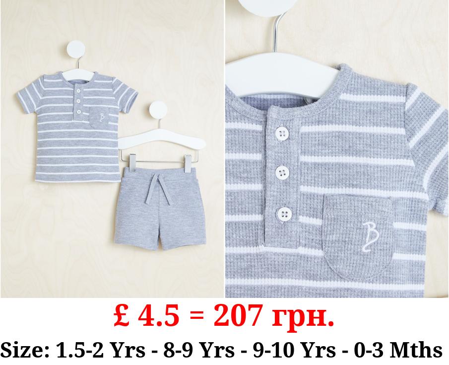 Billie Faiers Grey Striped Short Pyjamas