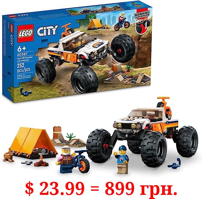 LEGO City 4x4 Off-Roader Adventures 60387 Building Toy - Camping Set Including Monster Truck Style Car with Working Suspension and Mountain Bikes, 2 Minifigures, Vehicle Toy for Kids Ages 6+