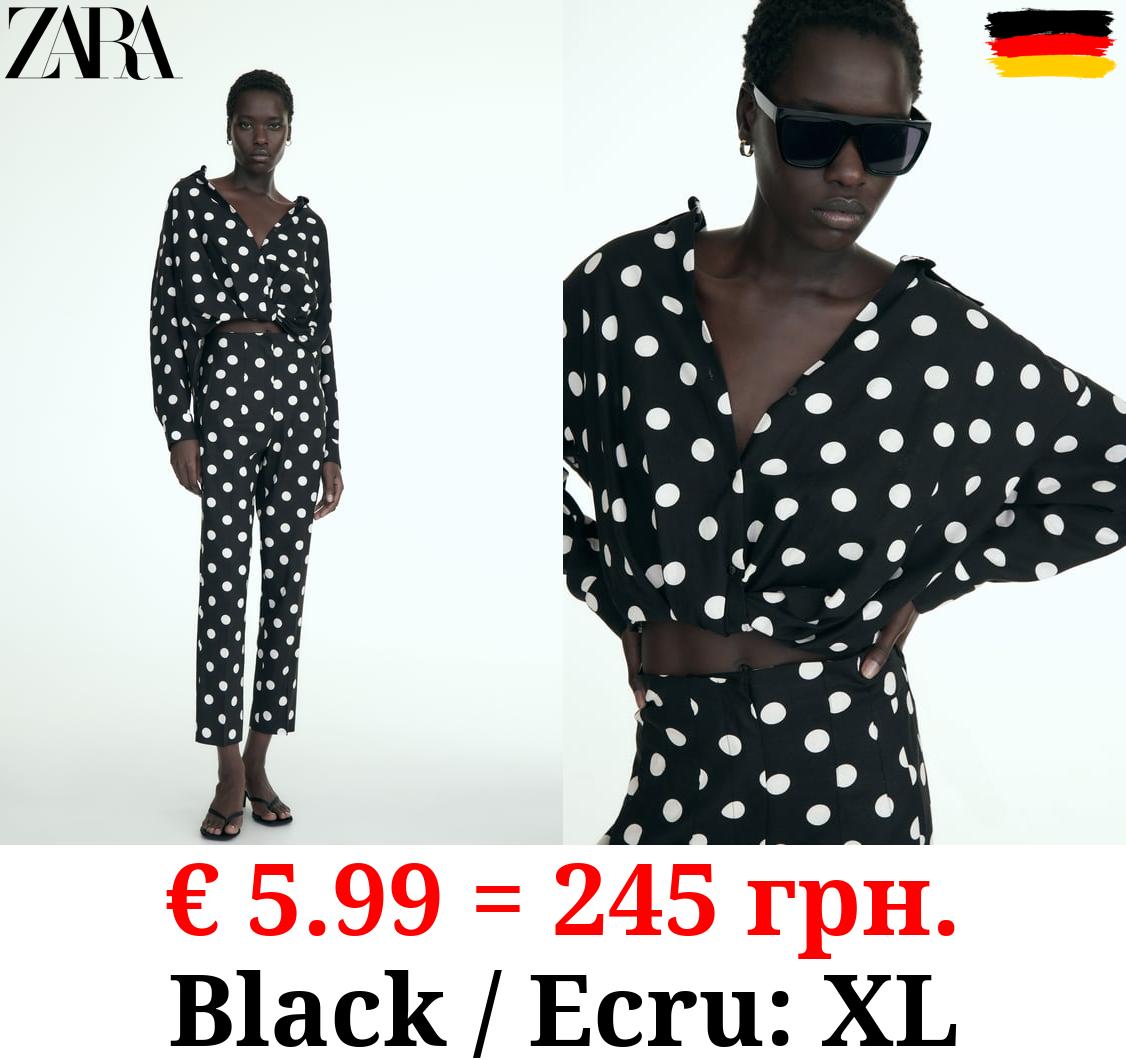 LINEN-BLEND SHIRT WITH POLKA DOTS