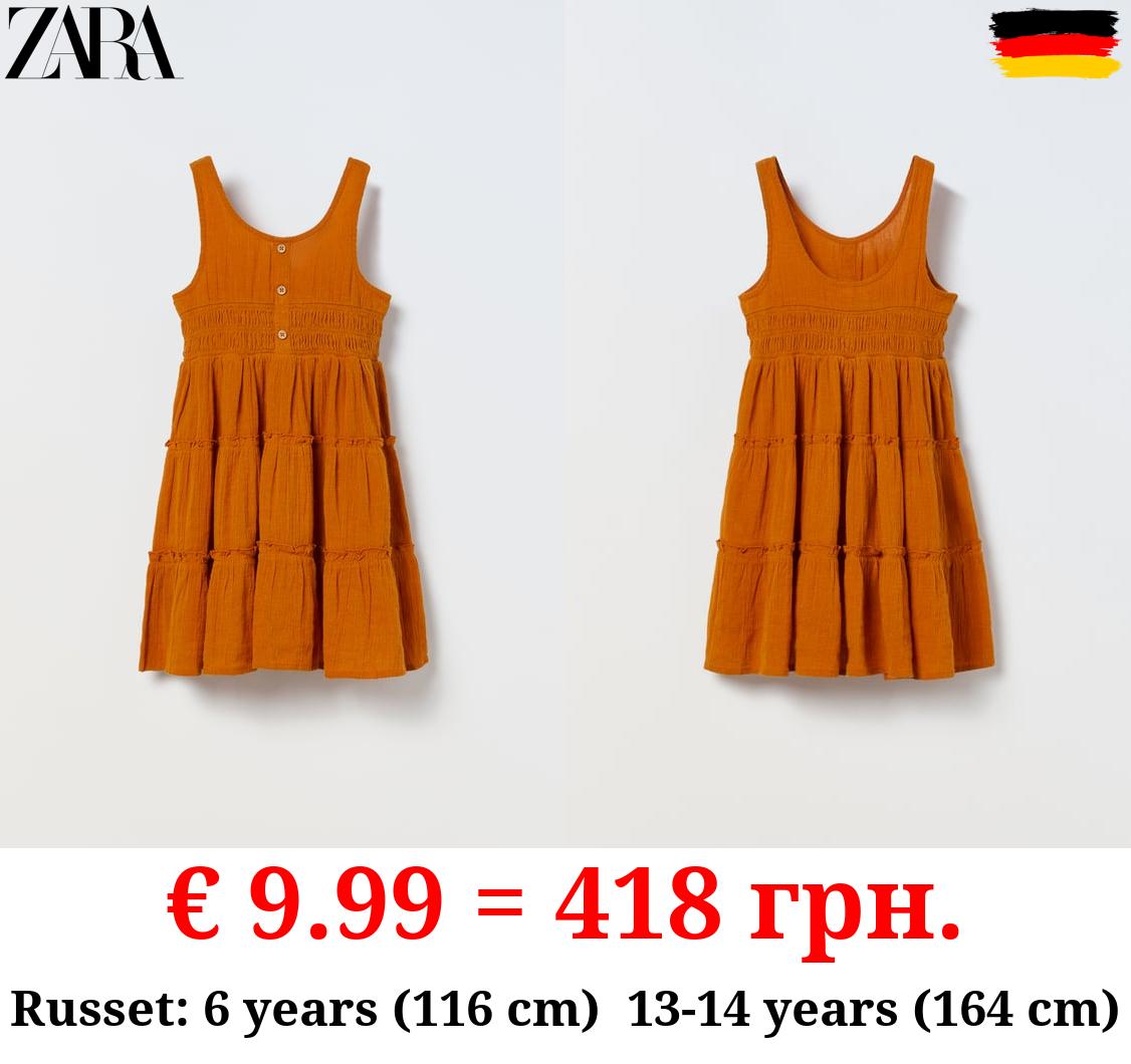 LINEN BLEND TIERED DRESS