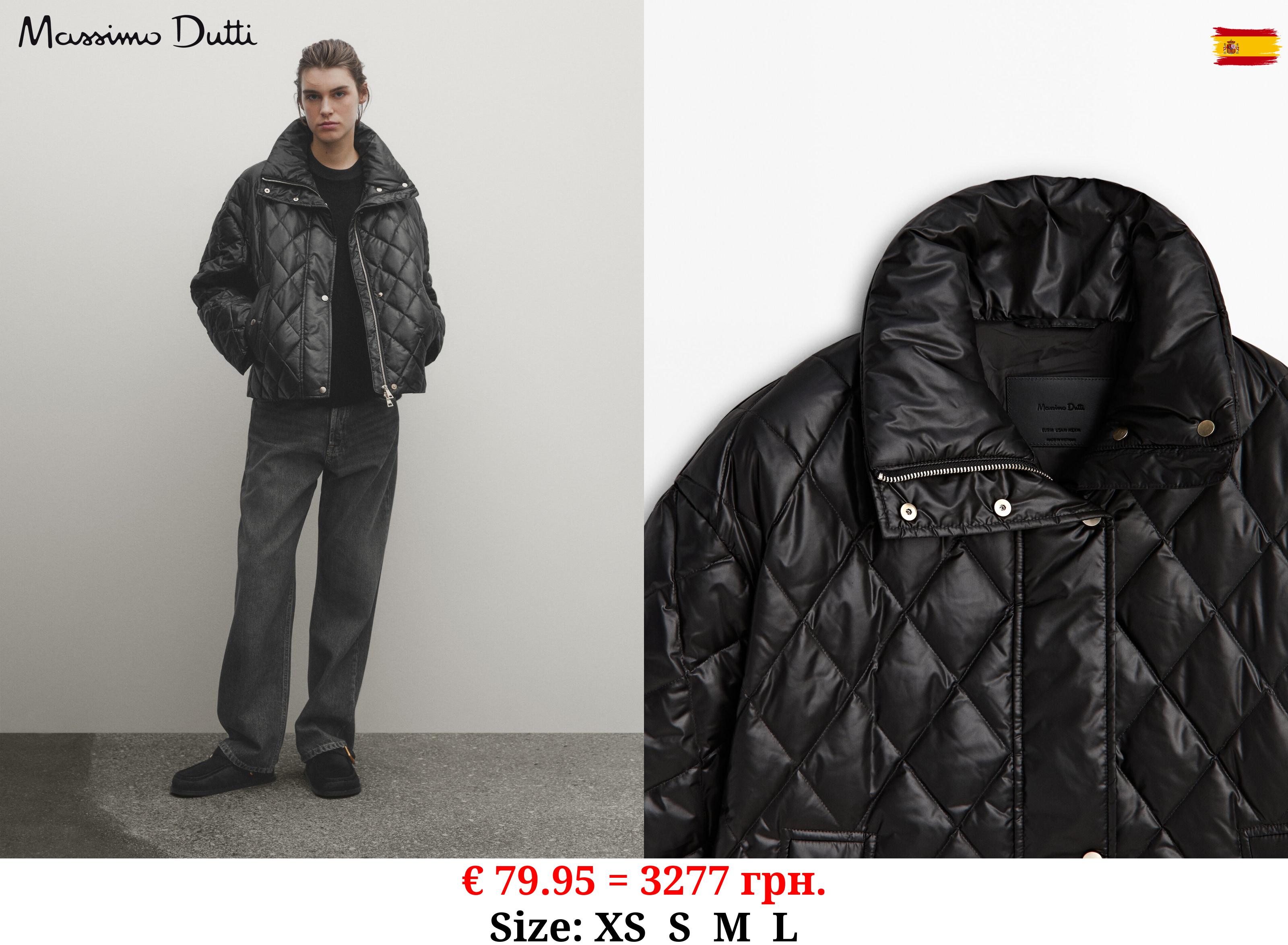 Diamond-pattern high neck jacket with down and feather padding BLACK