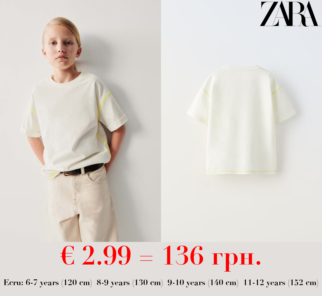 SLUB KNIT T-SHIRT WITH CONTRAST DETAIL