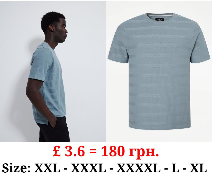 Light Blue Textured Striped T-Shirt