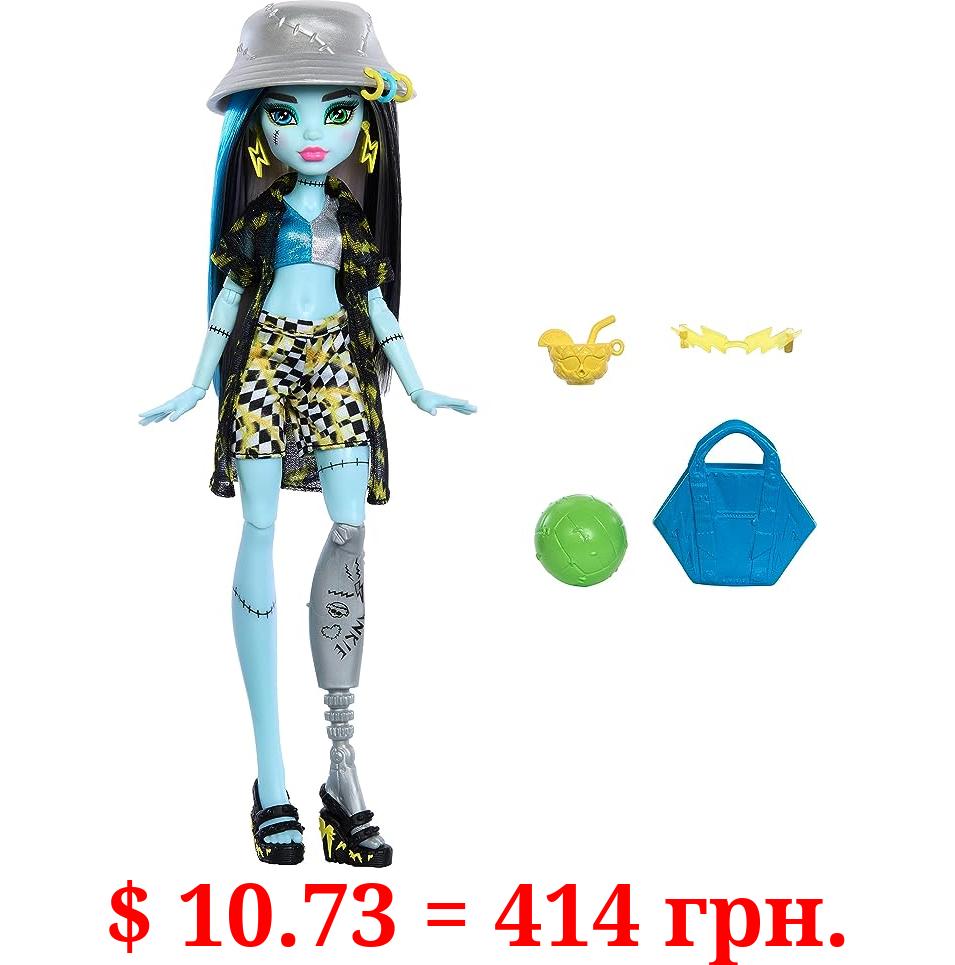 Monster High Scare-adise Island Frankie Stein Doll with Swimsuit, Coverup and Beach Accessories Like Hat, Volleyball and Tote