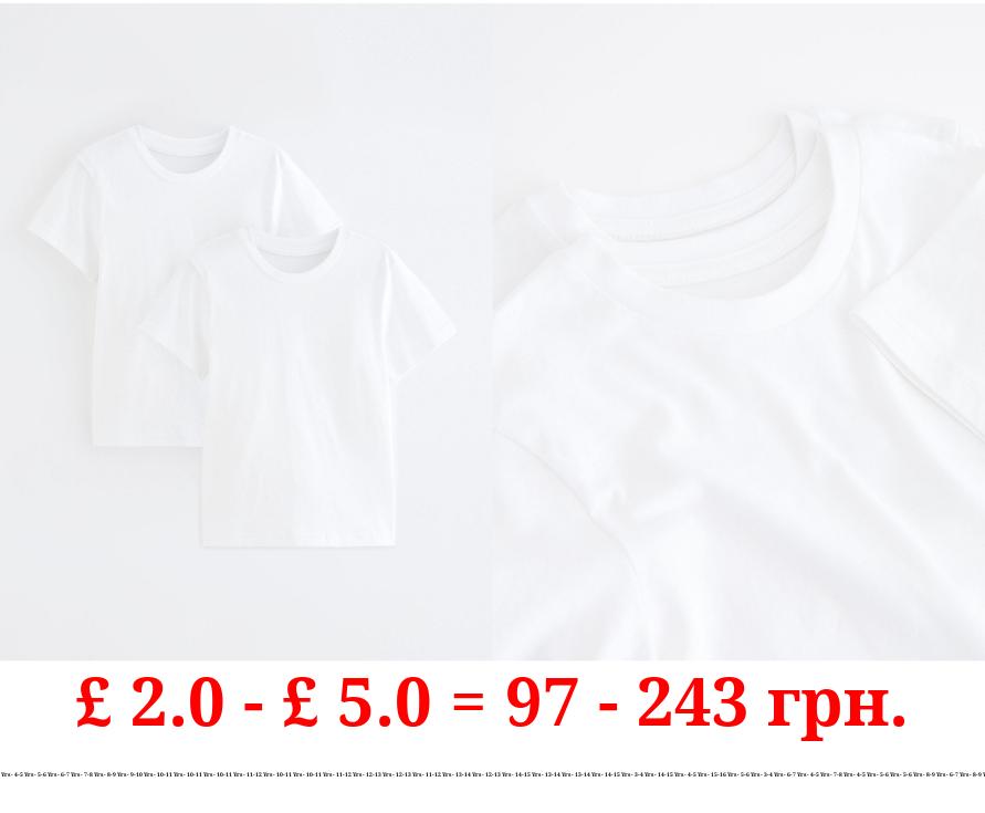 White Crew Neck School T-Shirt 2 Pack