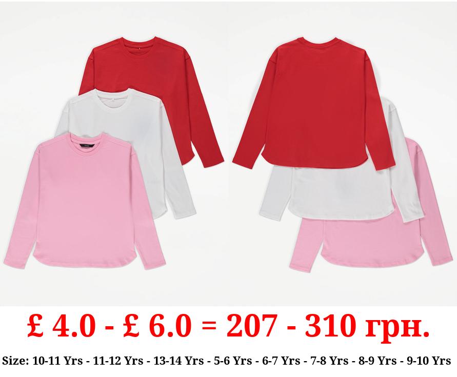 Scoop Neck Long Sleeve Tops 3 Pack