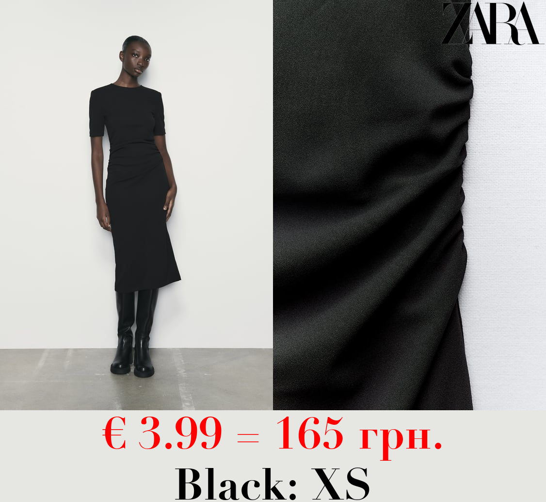 DRAPED DRESS WITH SHOULDER PADS