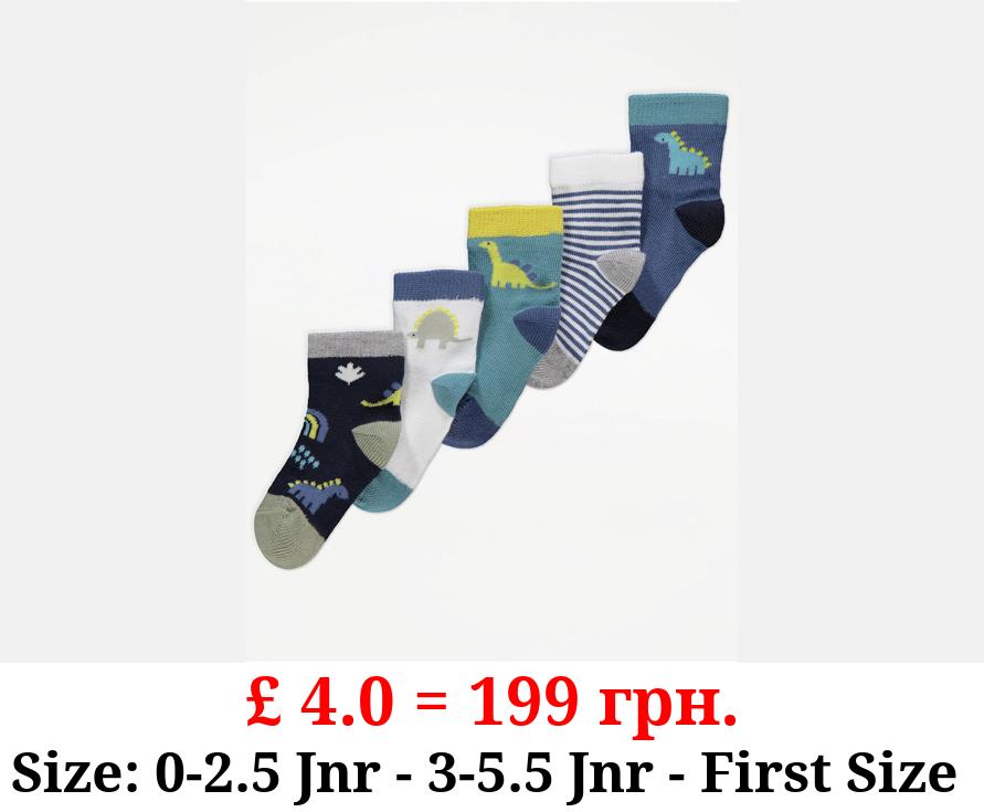 Blue Dinosaur Socks 5 Pack