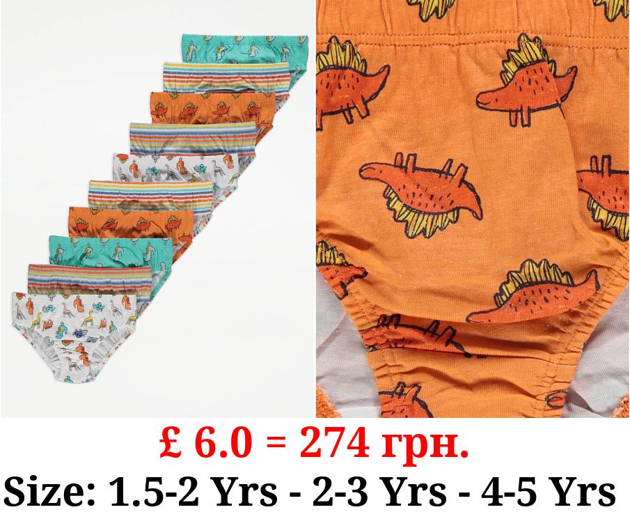 Bright Dinosaur Briefs 10 Pack