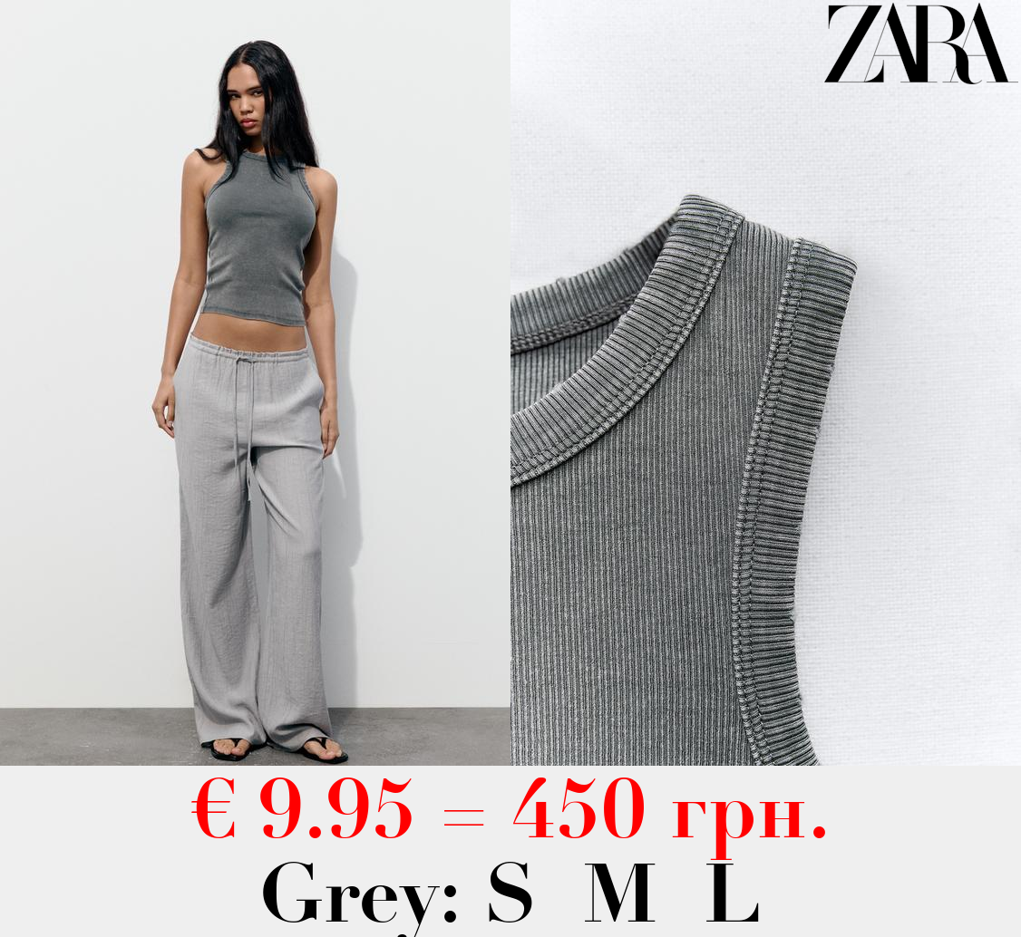 FADED-EFFECT RIB T-SHIRT