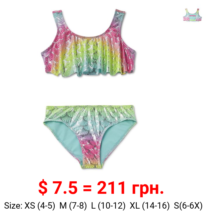 Wonder Nation Girls 4-18 Mermaid Scale Printed Bikini Swimsuit With Upf 50+