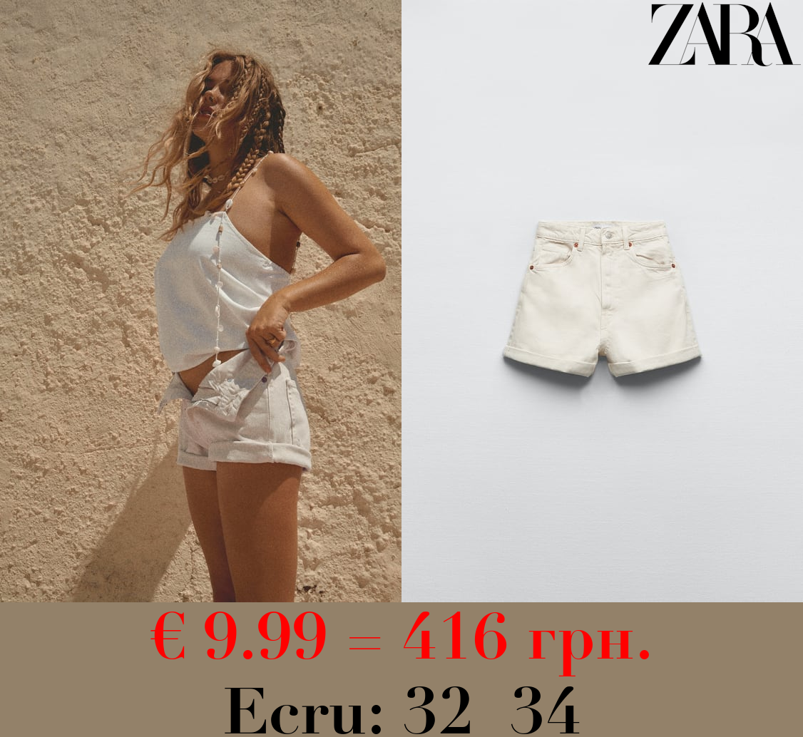 TRF HIGH-RISE MOM FIT DENIM BERMUDA SHORTS