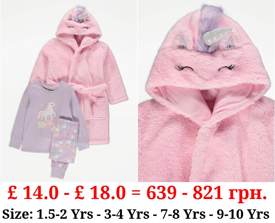 Unicorn Dressing Gown and Pyjamas Set