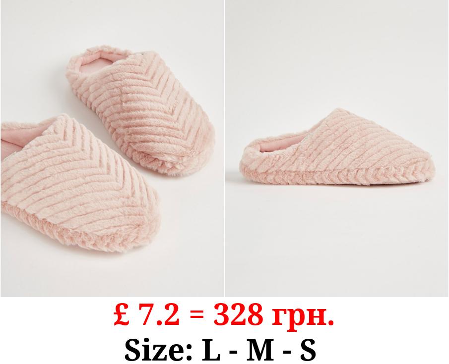 Light Pink Faux Fur Mule Slippers