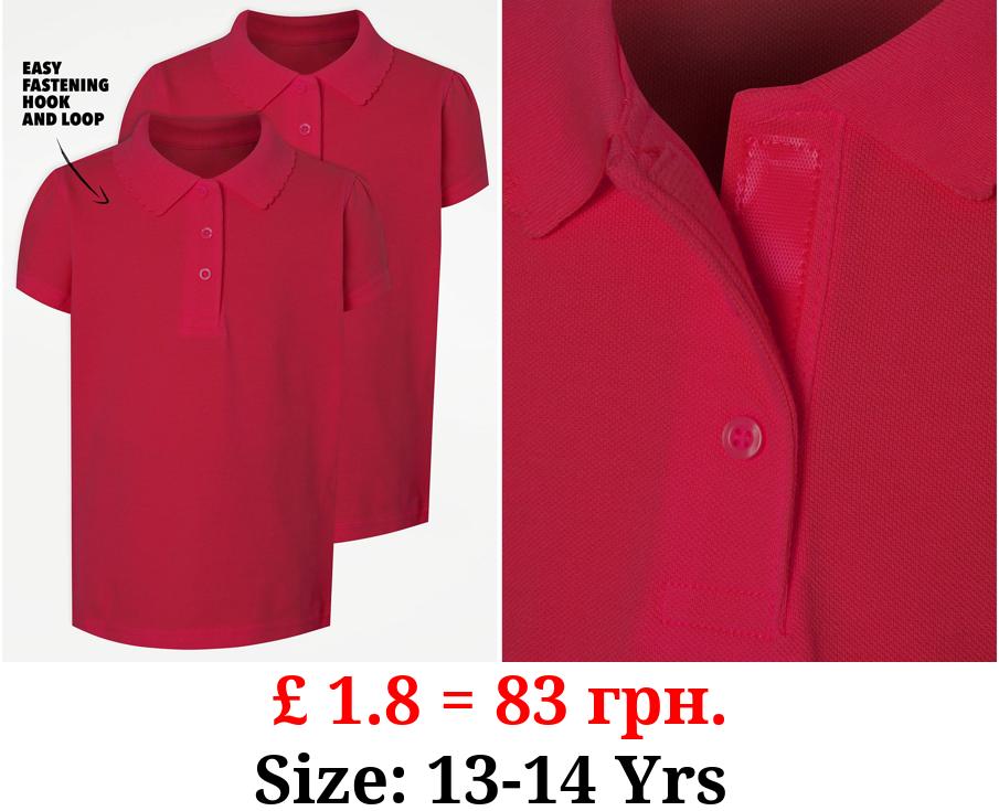 Easy On Red Scalloped Polo Shirt 2 Pack