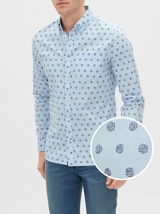 Print Poplin Long-Sleeve Shirt in Slim Fit