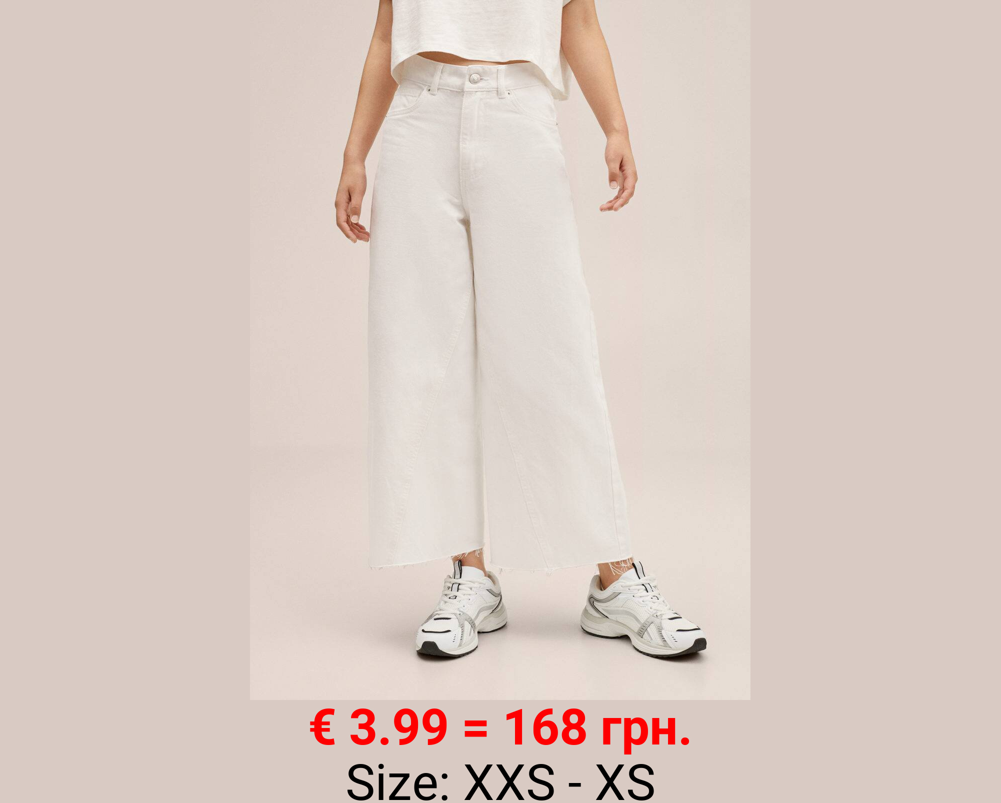 Jeans culotte bajo deshilachado