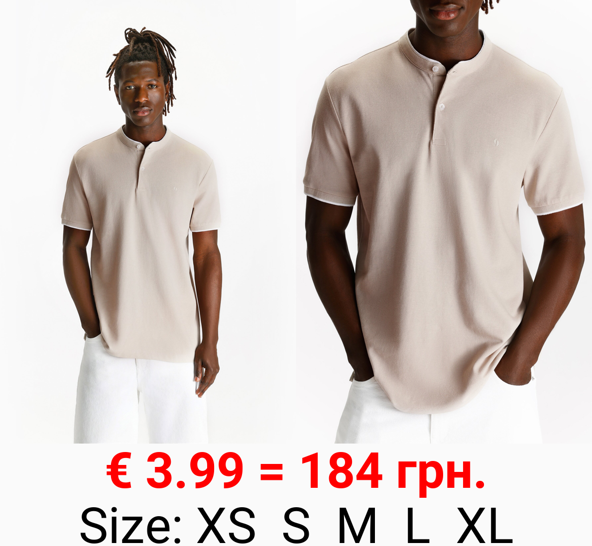 Polo shirt with embroidered stand collar