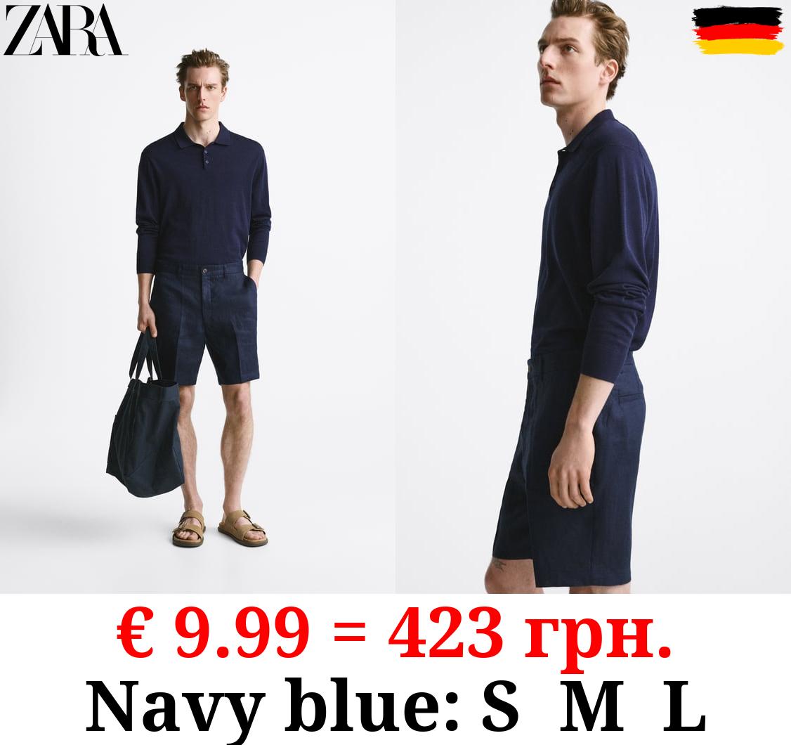 100% LINEN BERMUDA SHORTS