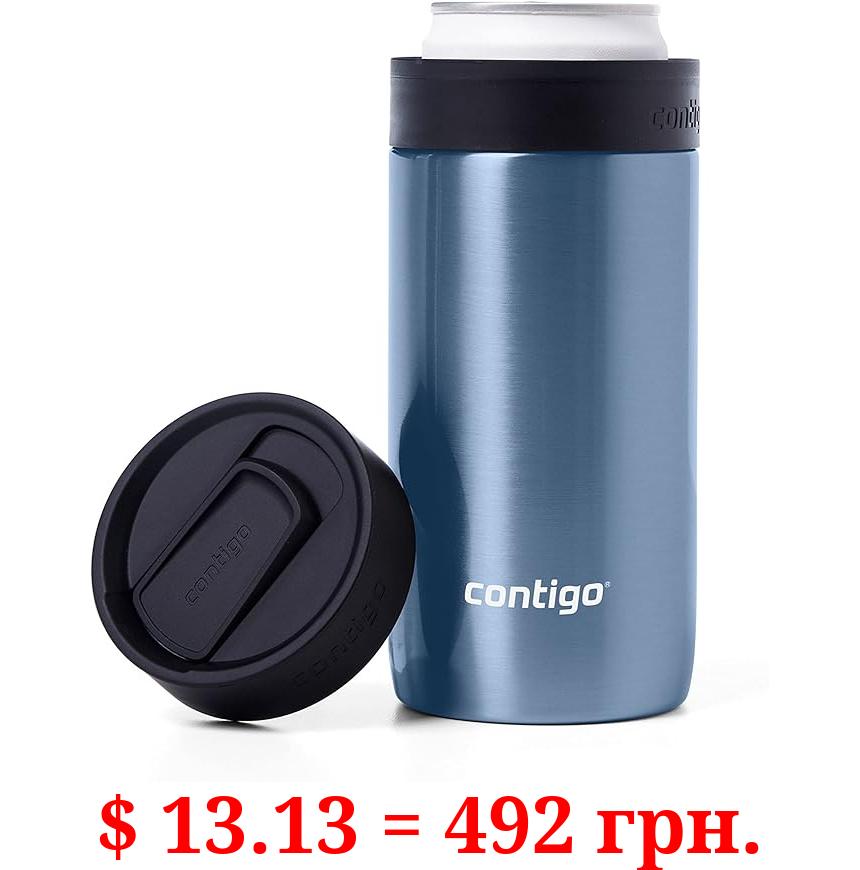 Contigo River North Stainless Steel 2-in-1 Slim Can Cooler and Tumbler with Splash-Proof Lid