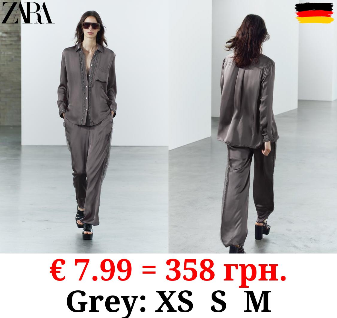 ZW COLLECTION EMBROIDERED SATIN TROUSERS