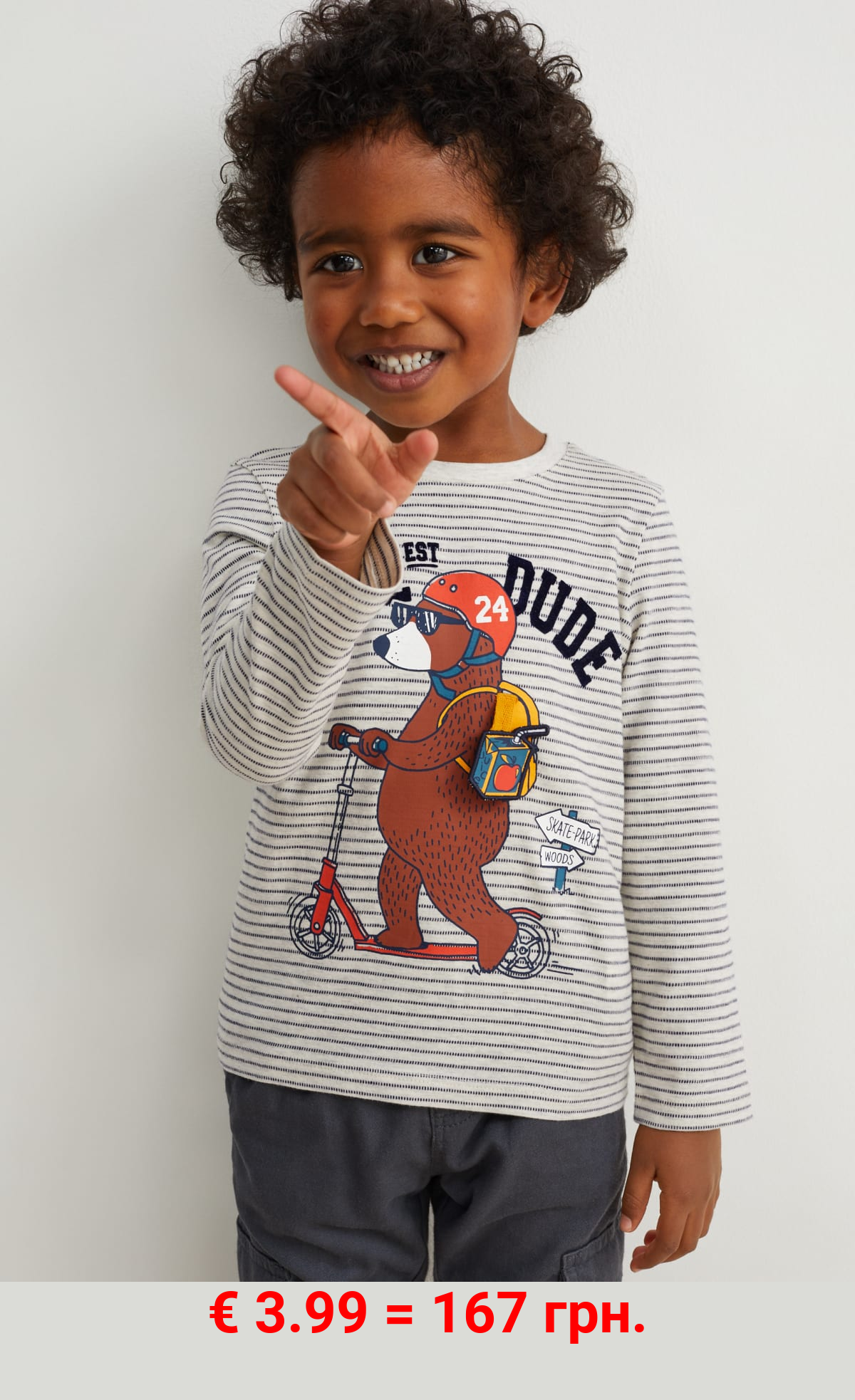 Langarmshirt - gestreift