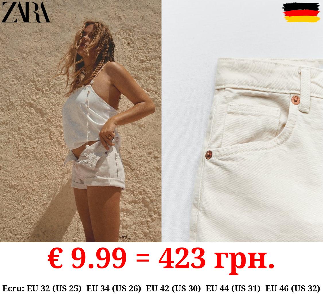 TRF HIGH-RISE MOM FIT DENIM BERMUDA SHORTS