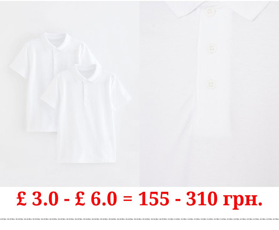 White Short Sleeve School Polo Shirts 2 Pack