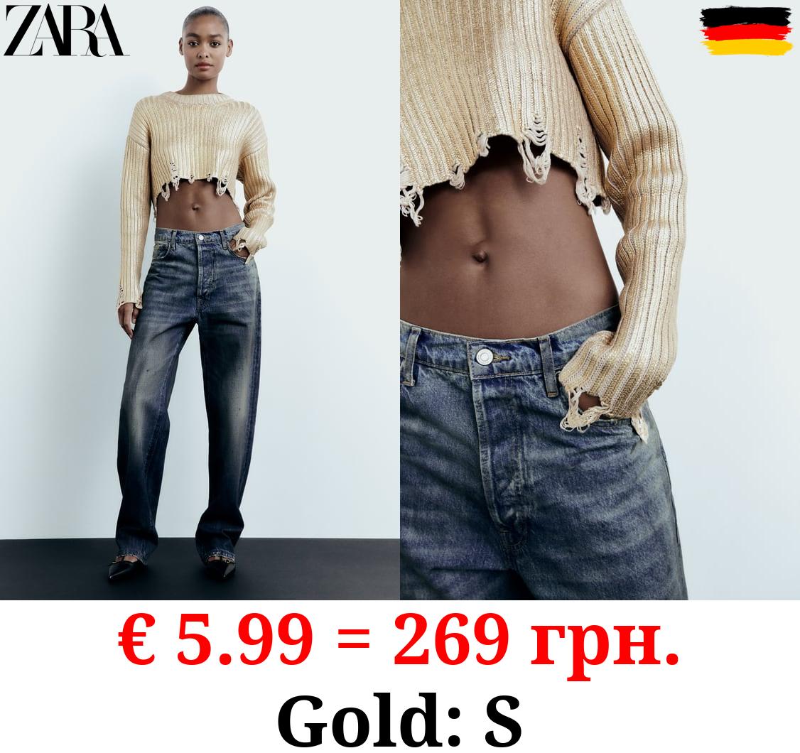 CROPPED FOIL KNIT SWEATER