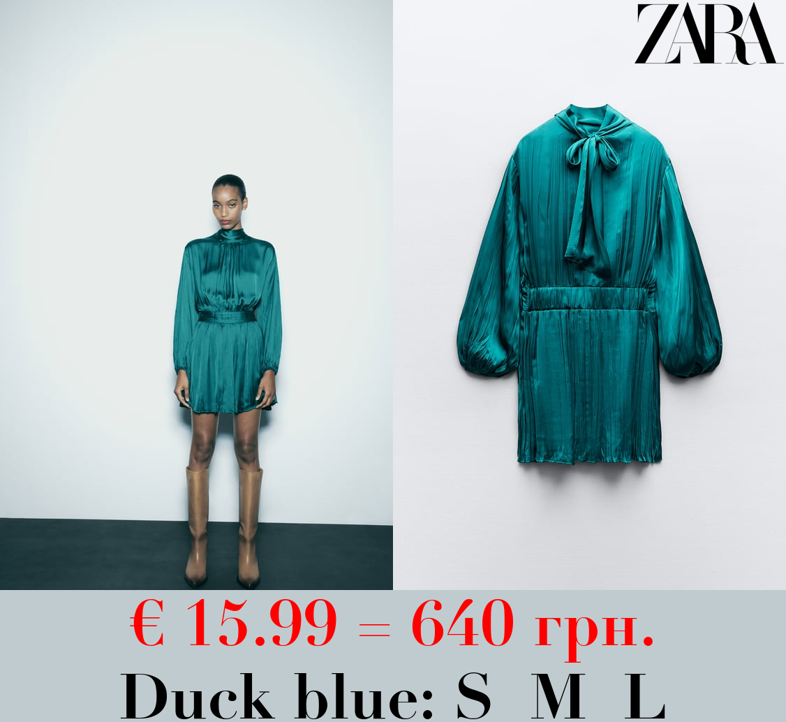 CREASED-EFFECT SATIN MINI DRESS