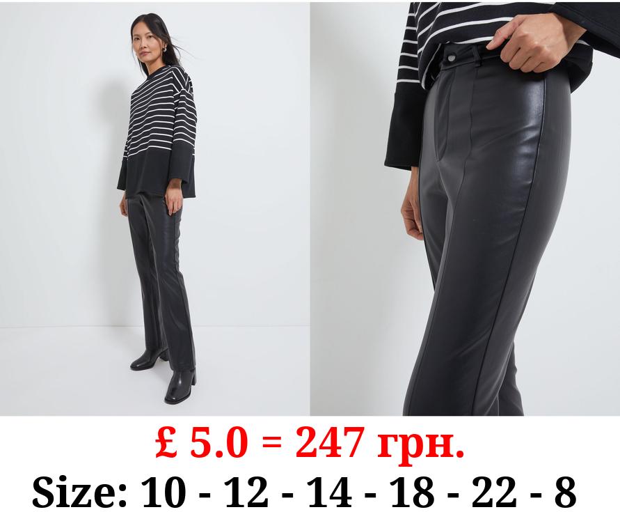 Black Faux Leather Kickflare Trousers