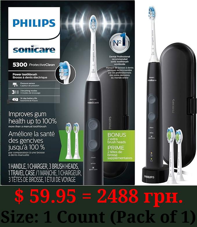 Philips Sonicare ProtectiveClean 5300 Rechargeable Electric Toothbrush, Black HX6423/34