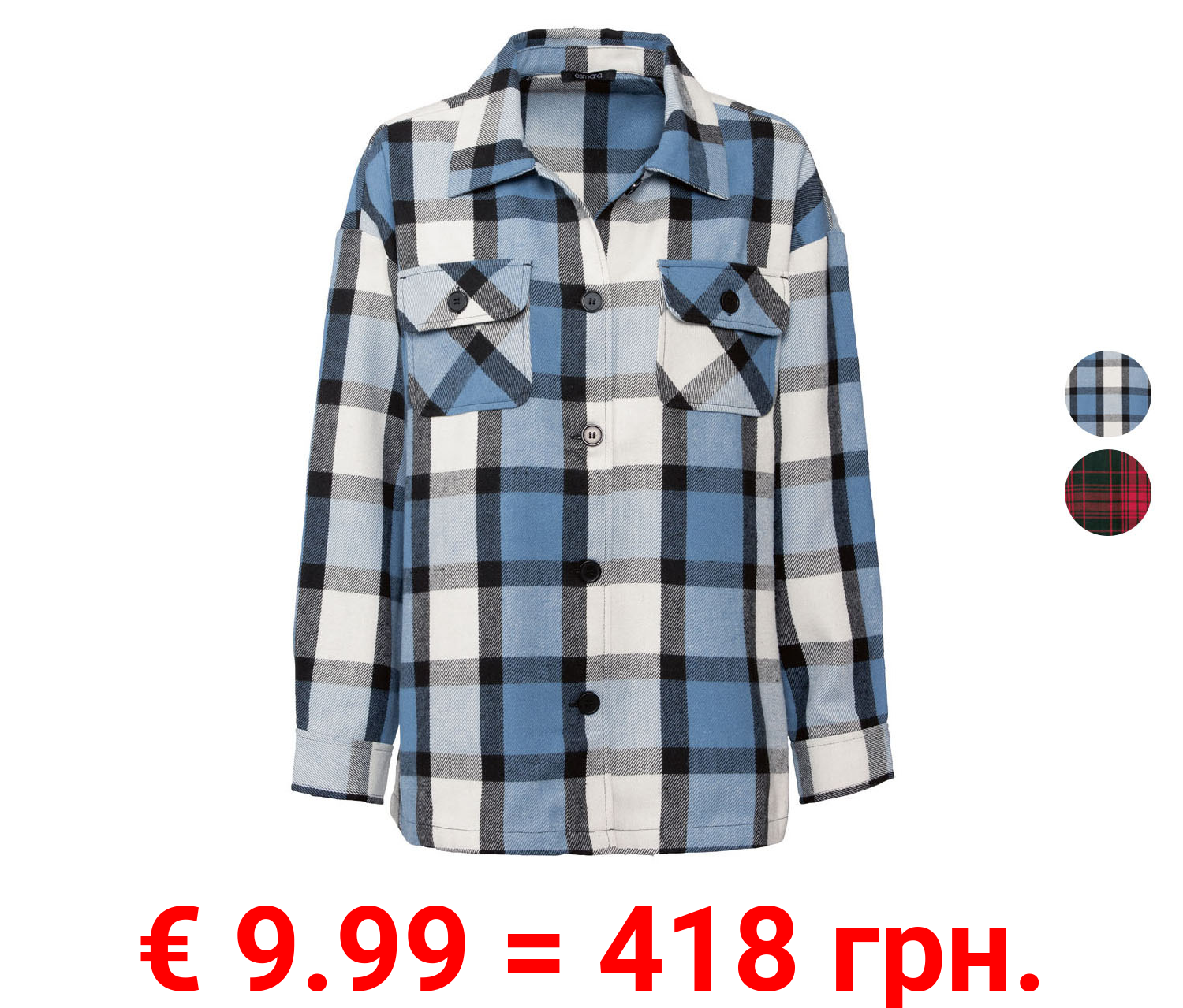 esmara® Damen Overshirt, im Karomuster, leger geschnitten