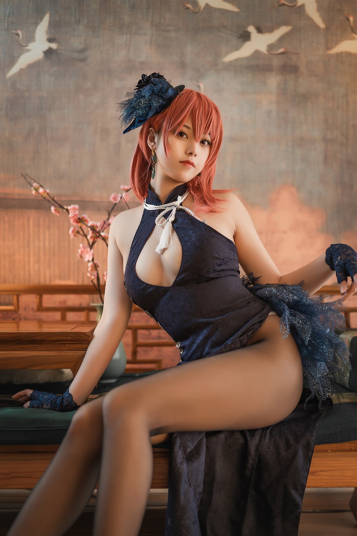 蜜汁猫裘 Cosplay 黑太子旗袍 4