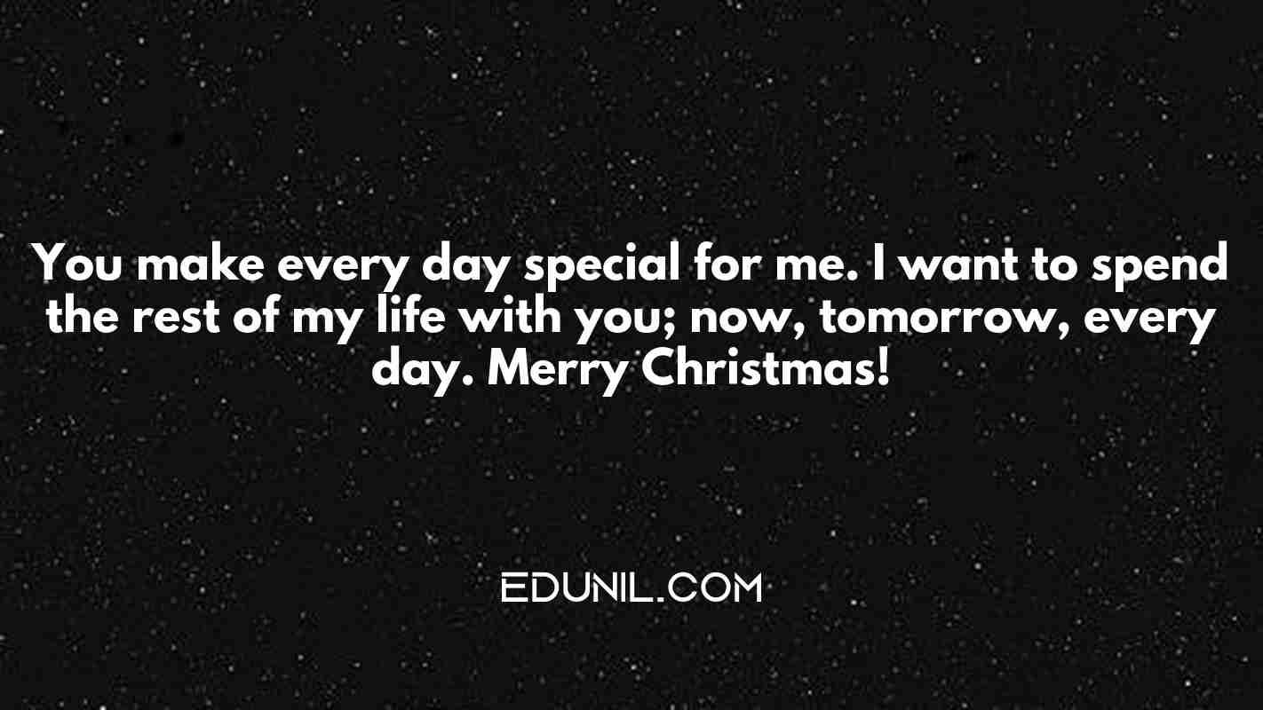 You make every day special for me. I want to spend the rest of my life with you; now, tomorrow, every day. Merry Christmas! - 
