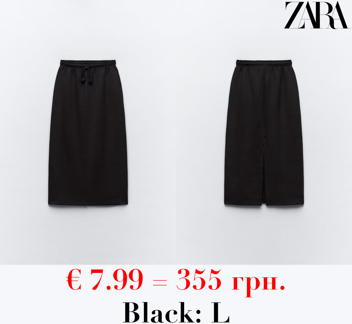 CLEAN INTERLOCK PLUSH MIDI SKIRT