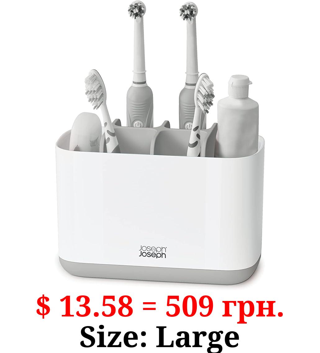 Joseph Joseph 70510 EasyStore Toothbrush Holder Bathroom Storage Organizer Caddy, Large, Gray