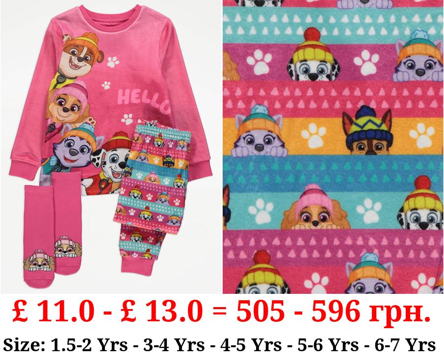 PAW Patrol Pink Fleece Pyjamas and Socks Set