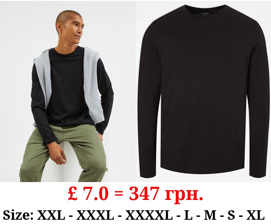 Black Crew Neck Long Sleeve Top