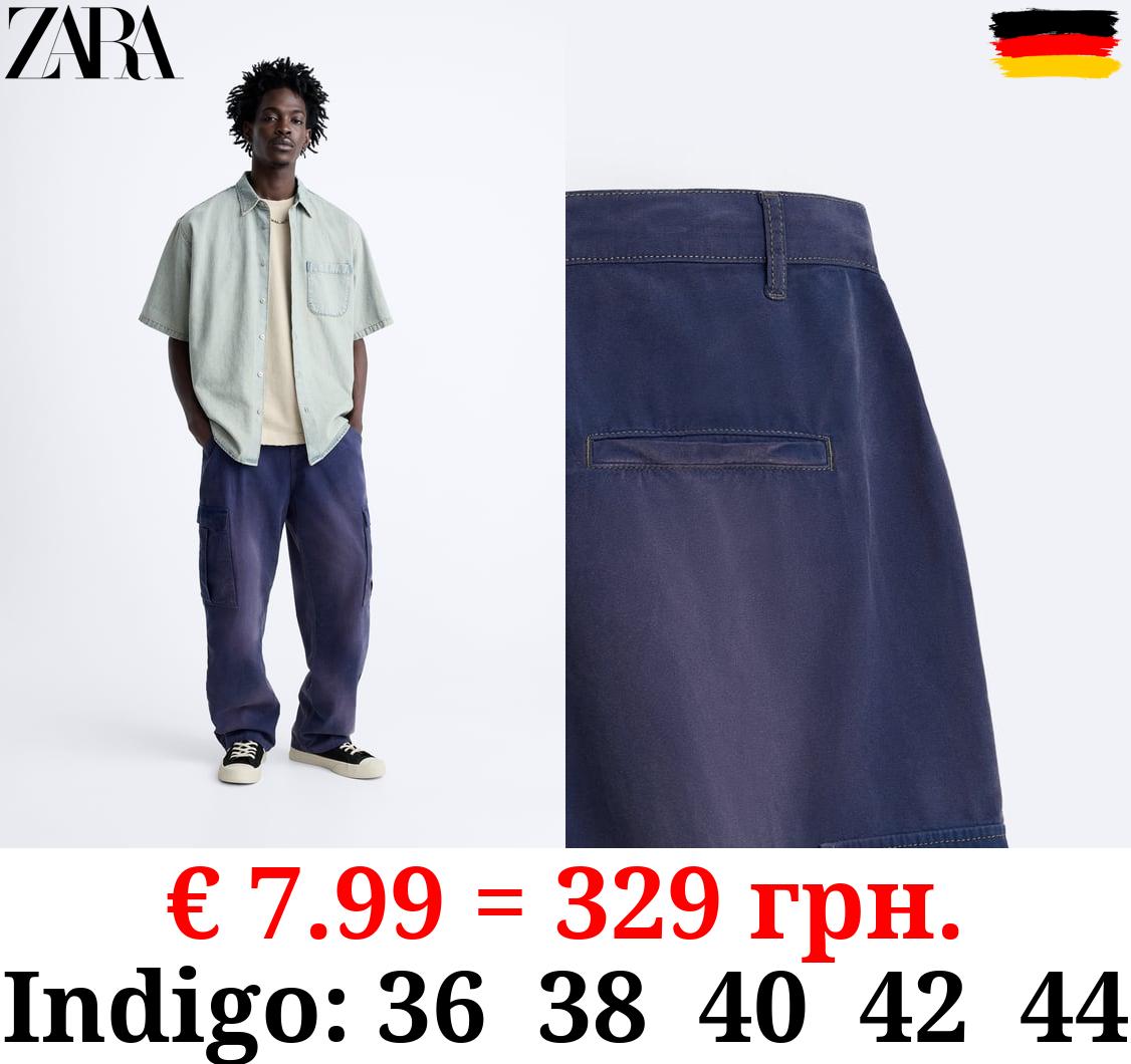 CARGO TROUSERS WITH CONTRAST TOPSTITCHING