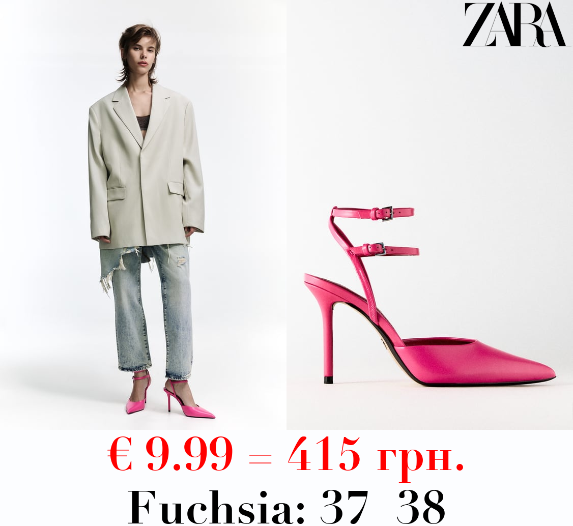 LEATHER HIGH-HEEL SLINGBACK SHOES