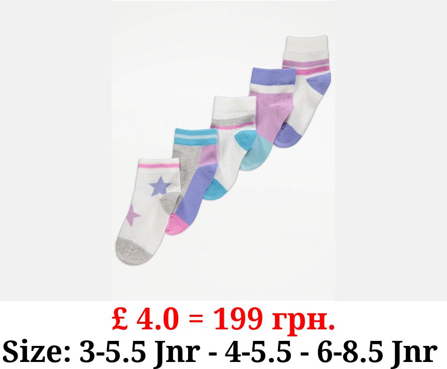 Pastel Cotton Rich Colour Block Ankle Socks 5 Pack