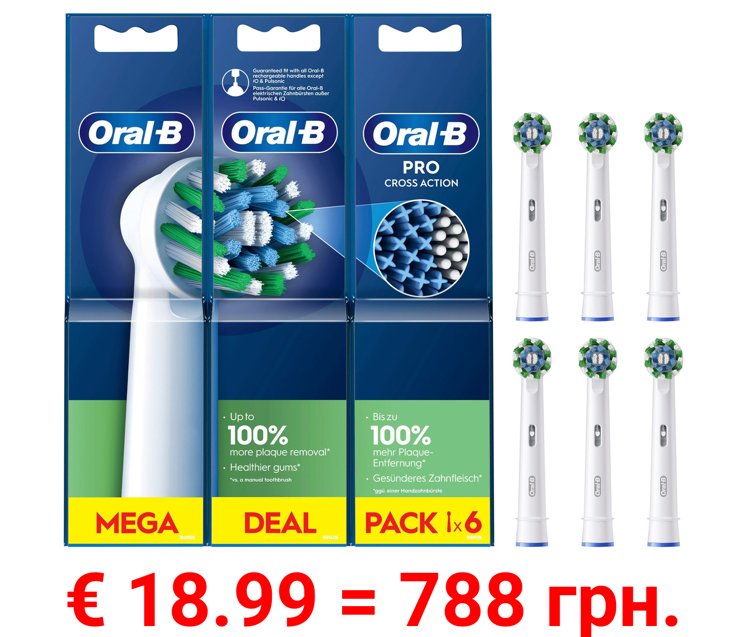Oral-B Pro CrossAction Aufsteckbürsten, 6 Stück