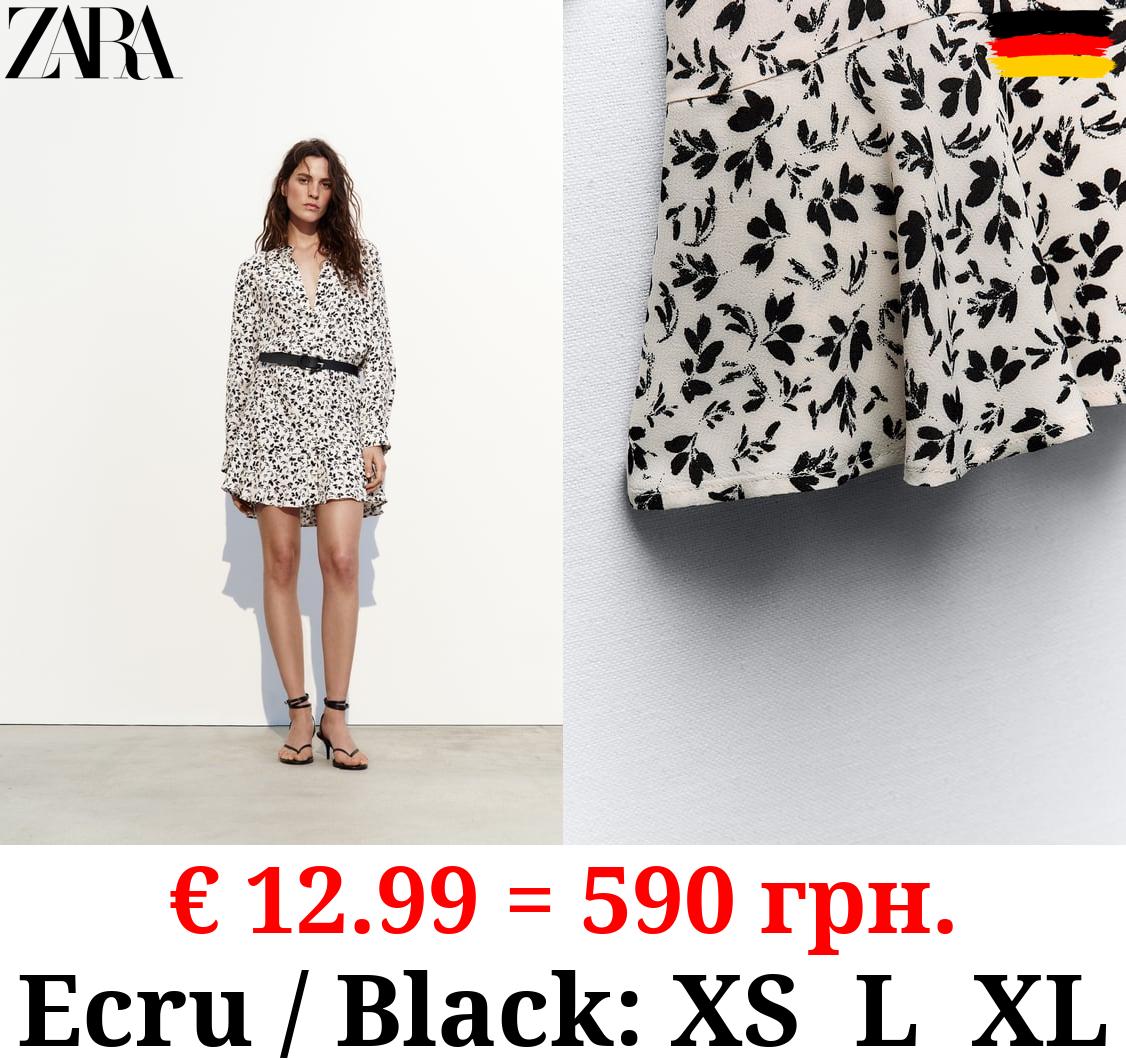 SHORT DRESS WITH A FLORAL PRINT AND BELT