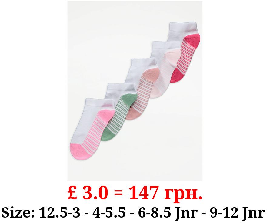 White Striped Footbed Cotton Rich Trainer Liner Socks