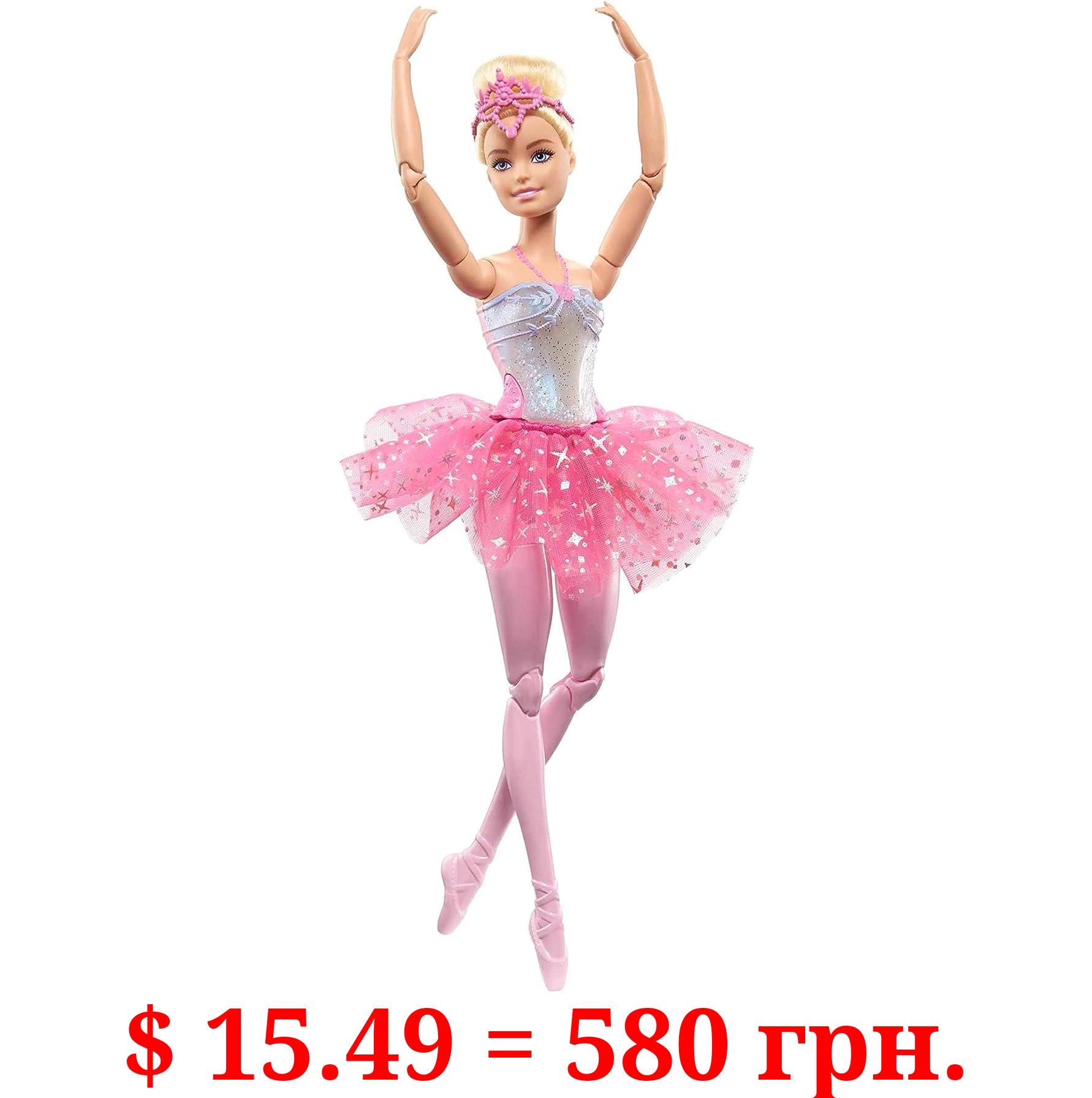 Barbie Dreamtopia Doll, Twinkle Lights Posable Ballerina with 5 Light-Up Shows, Sparkly Pink Tutu, Blonde Hair & Tiara