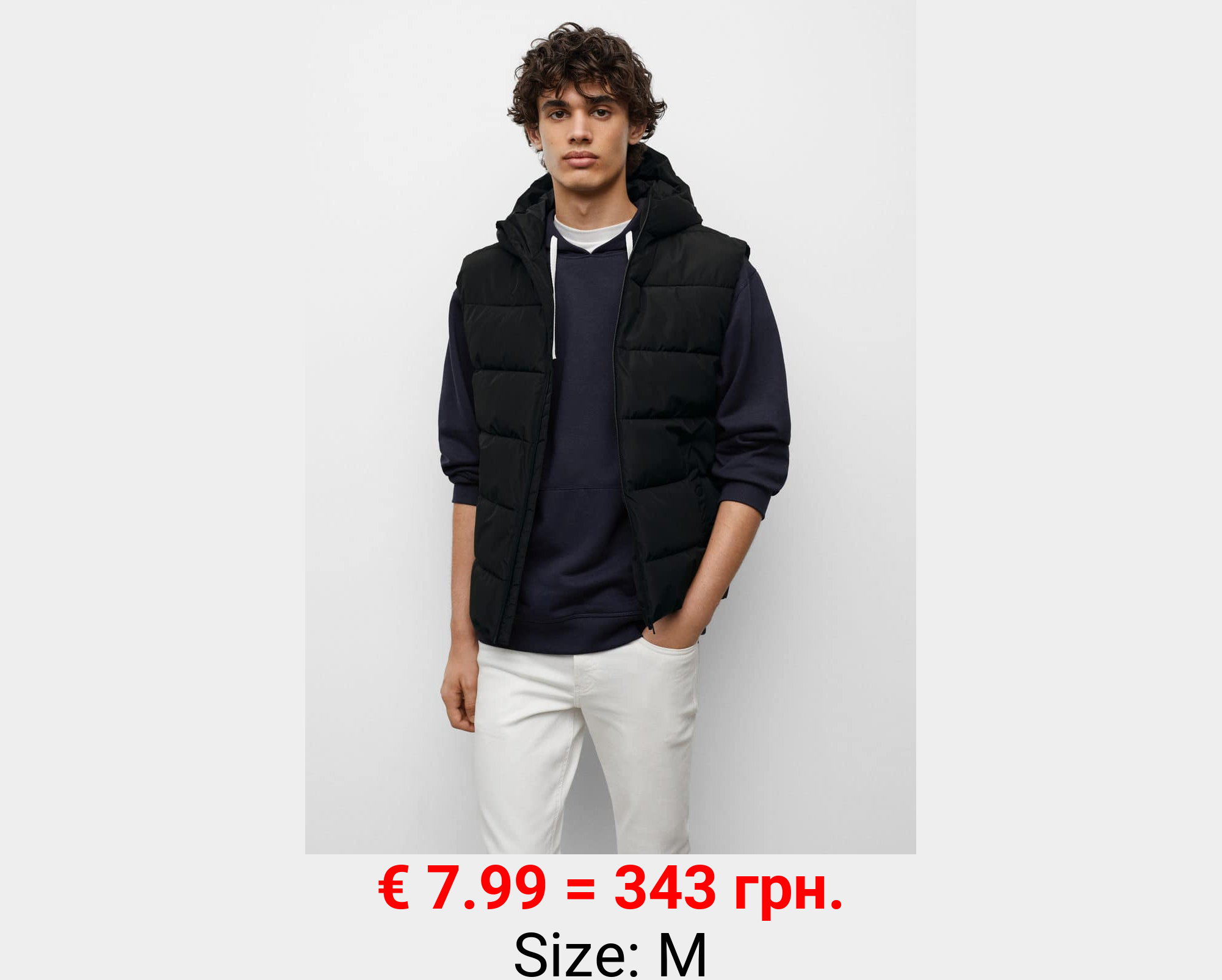 Chaleco capucha plumas