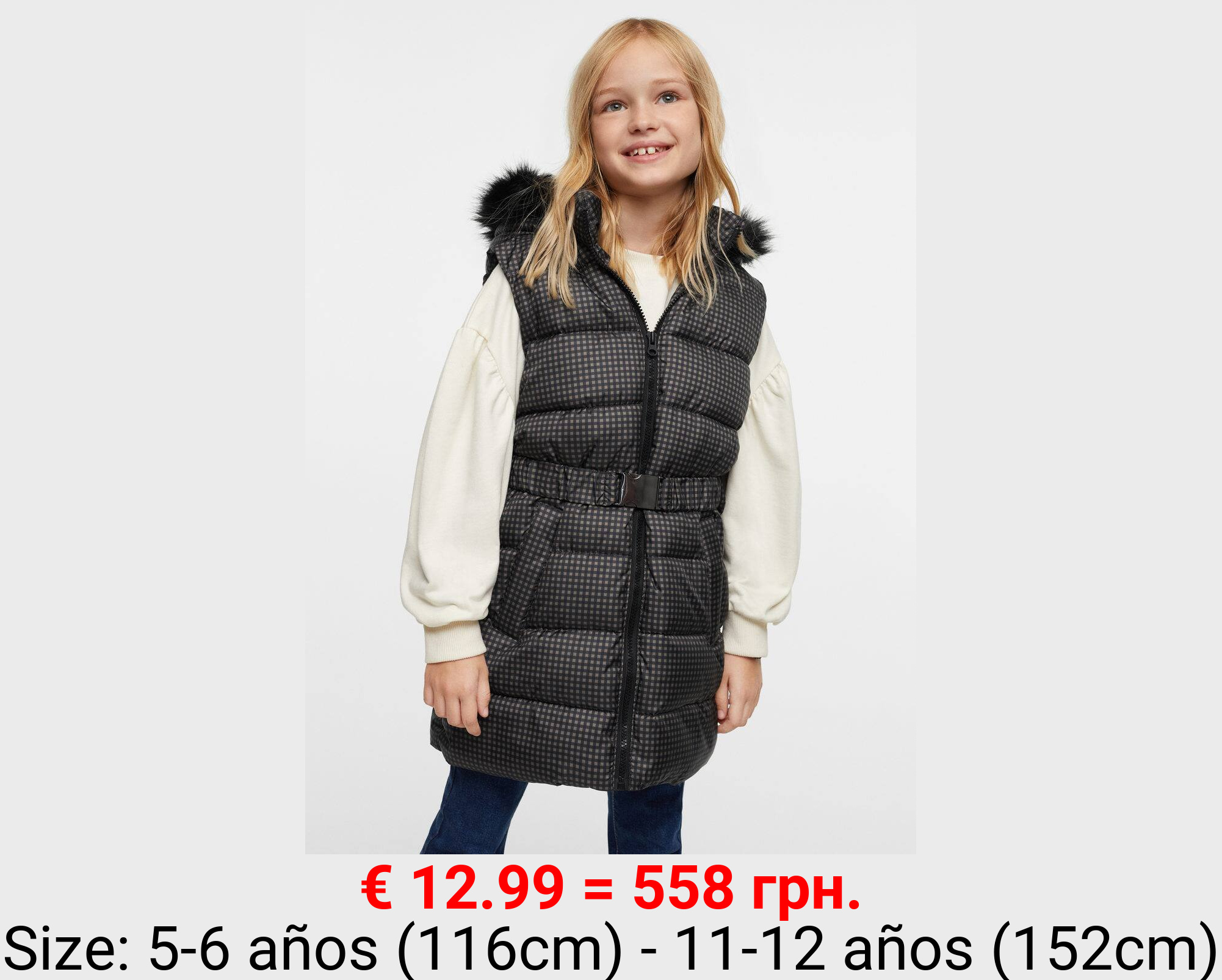 Chaleco acolchado capucha pelo