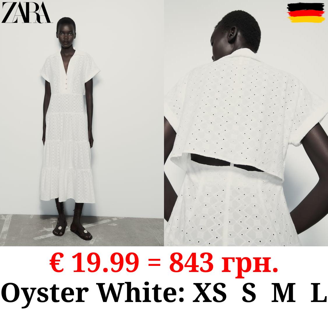 CUTWORK EMBROIDERY MIDI SHIRT DRESS