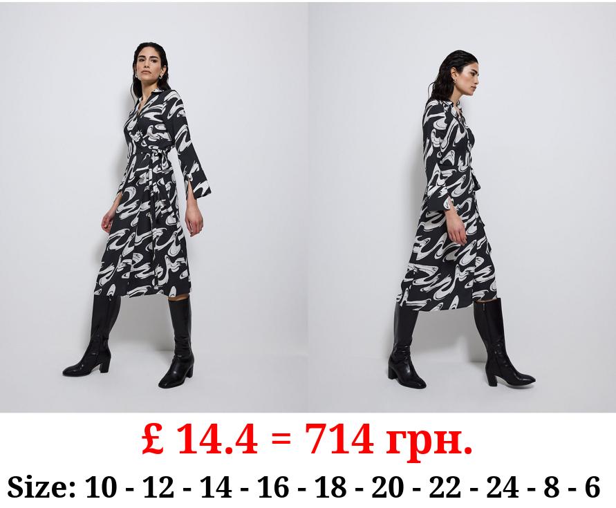 Studio Edit Wave Print Wrap Midi Dress